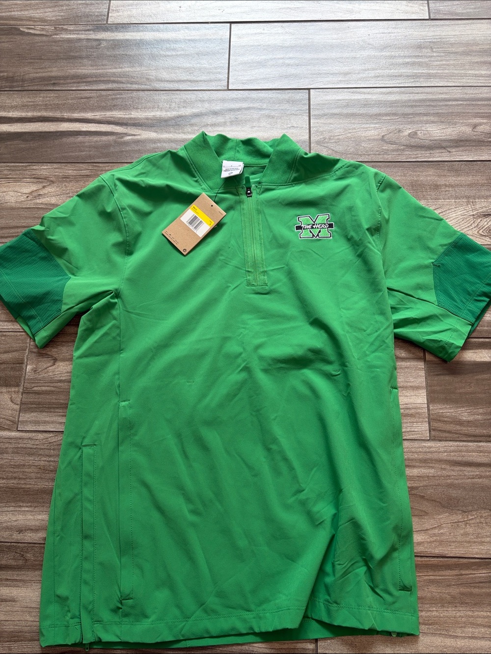 Marshall Thundering Herd Nike Green Men's Short-Sleeve Quarter-Zip